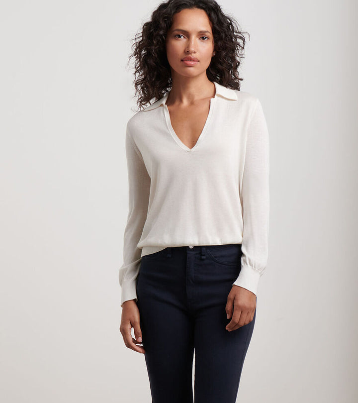 Peter Millar Women's Corinne Collared Sweater - IVORY