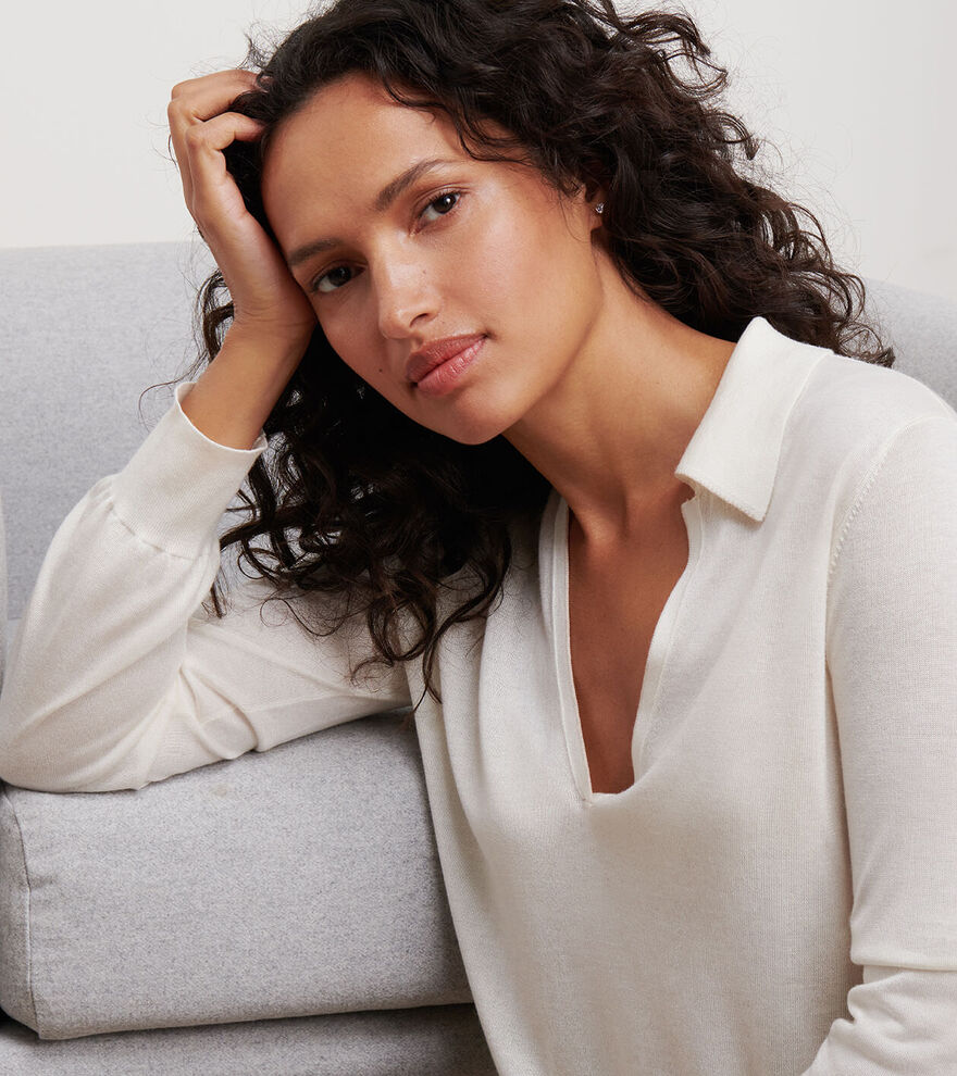 Peter Millar Women's Corinne Collared Sweater - IVORY