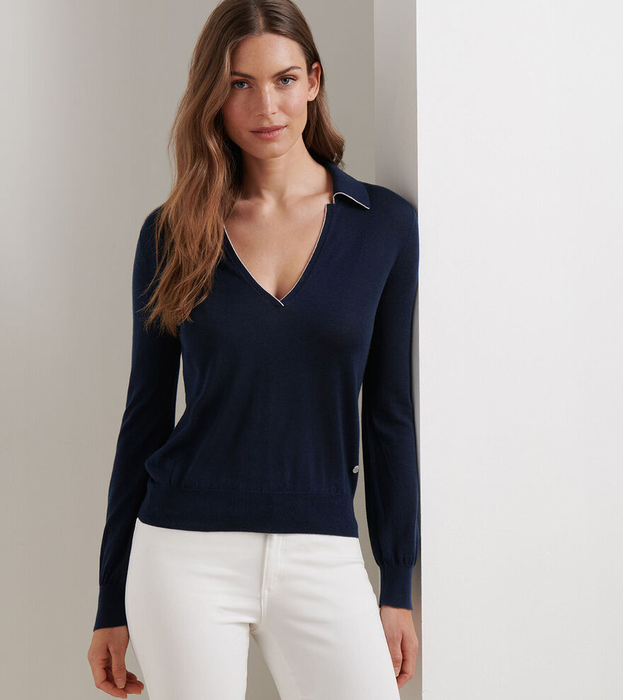 Peter Millar Women's Corinne Collared Sweater - NAVY