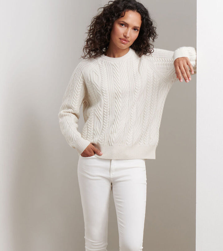 Peter Millar Women's Bennett Cable Knit Crew Sweater - IVORY