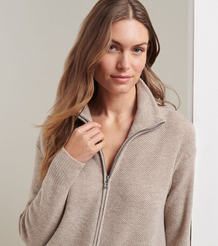 Peter Millar Women's Emory Full-Zip Cardigan Sweater - PEBBLE