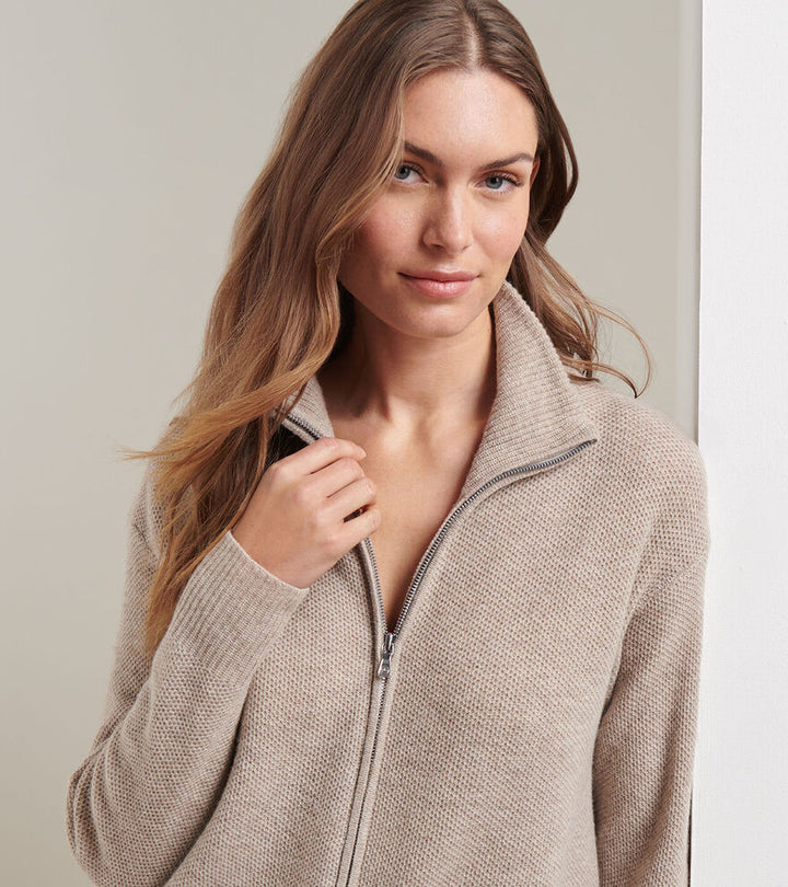 Peter Millar Women's Emory Full-Zip Cardigan Sweater - PEBBLE