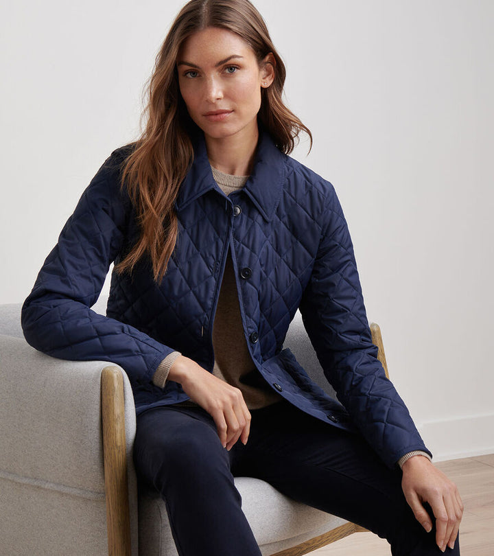 Peter Millar Women's Blythe Diamond Quilted Travel Jacket - NAVY