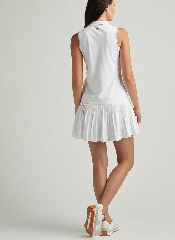 Peter Millar Womens Mckane Drop Waist Pleated Dress - White