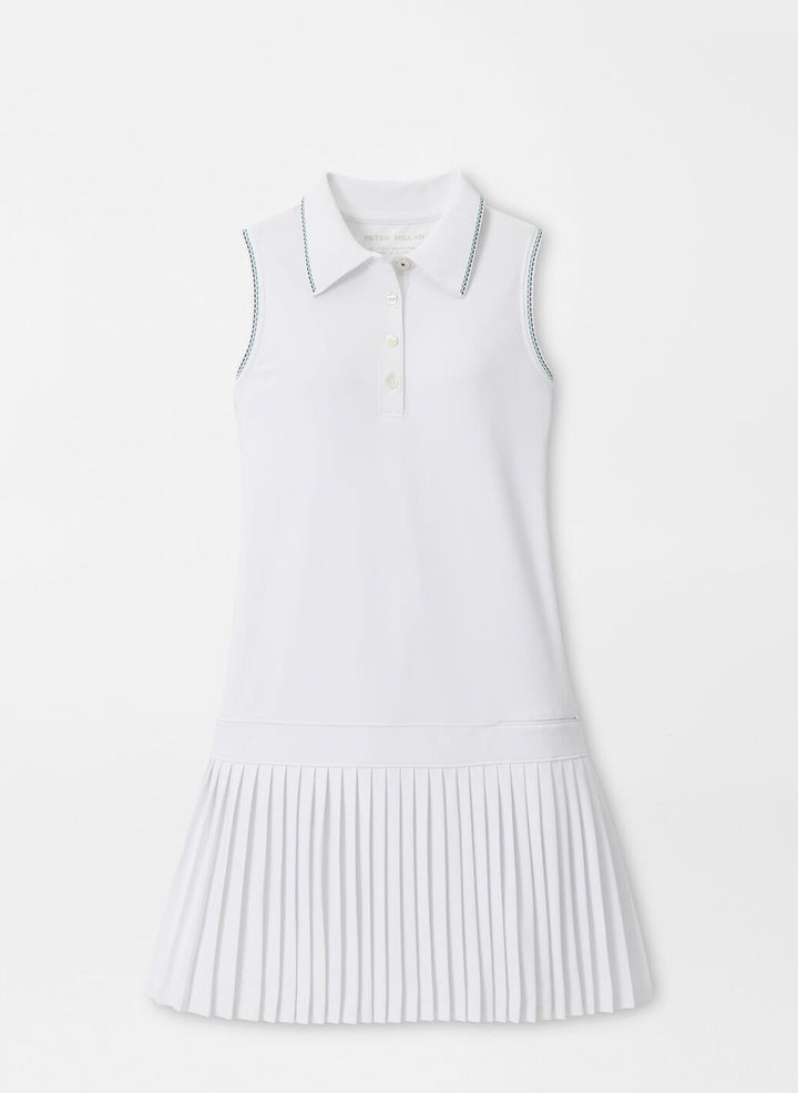 Peter Millar Womens Mckane Drop Waist Pleated Dress - White