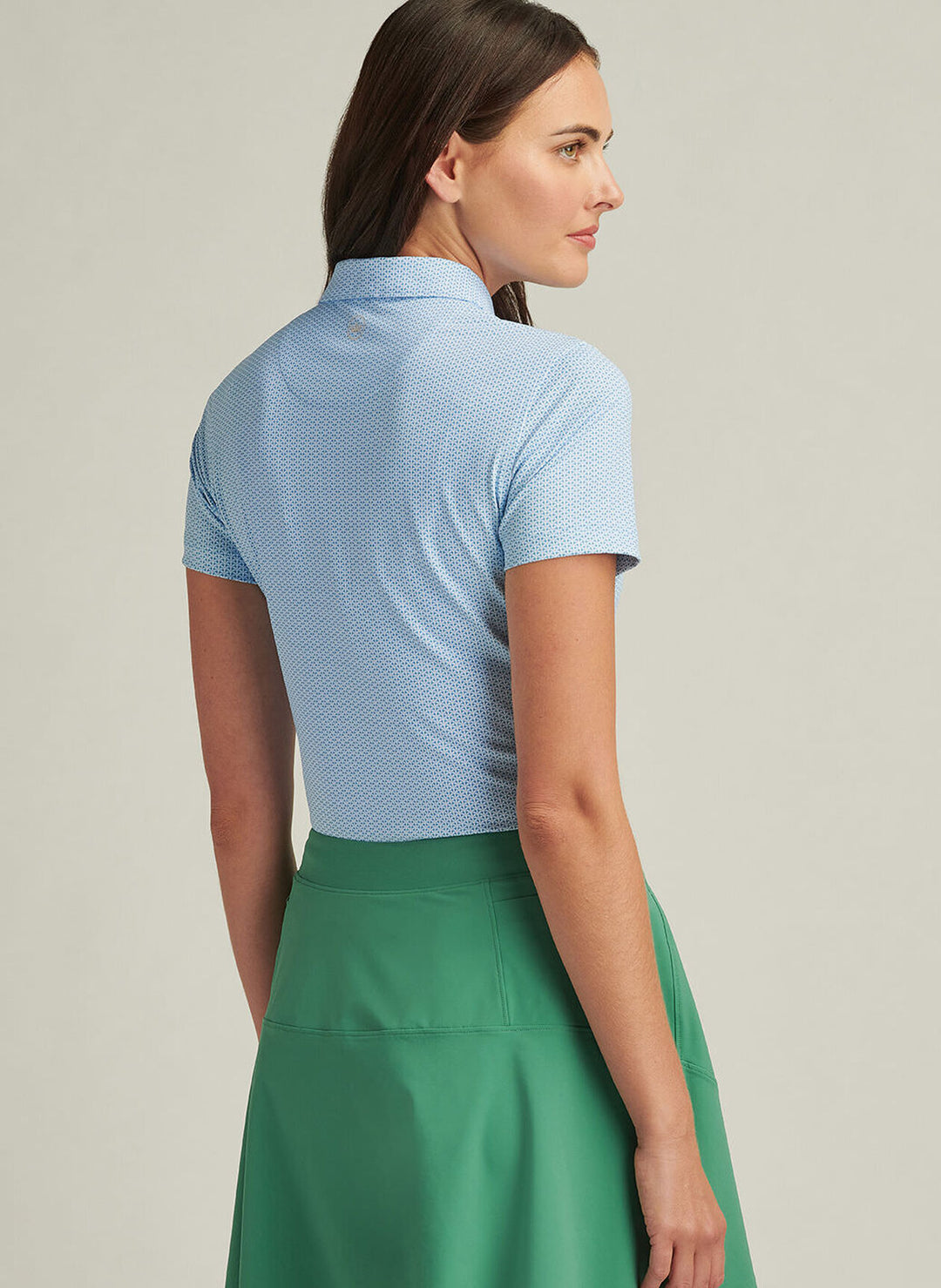 Peter Millar Womens Trillium Neat Short-Sleeve Button Polo - Cottage Blue