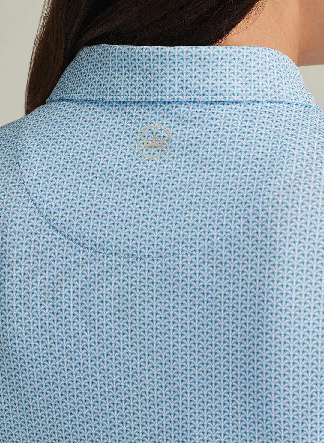 Peter Millar Womens Trillium Neat Short-Sleeve Button Polo - Cottage Blue