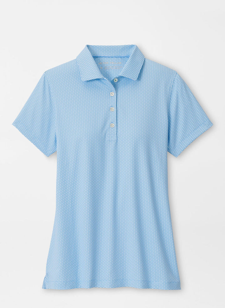 Peter Millar Womens Trillium Neat Short-Sleeve Button Polo - Cottage Blue