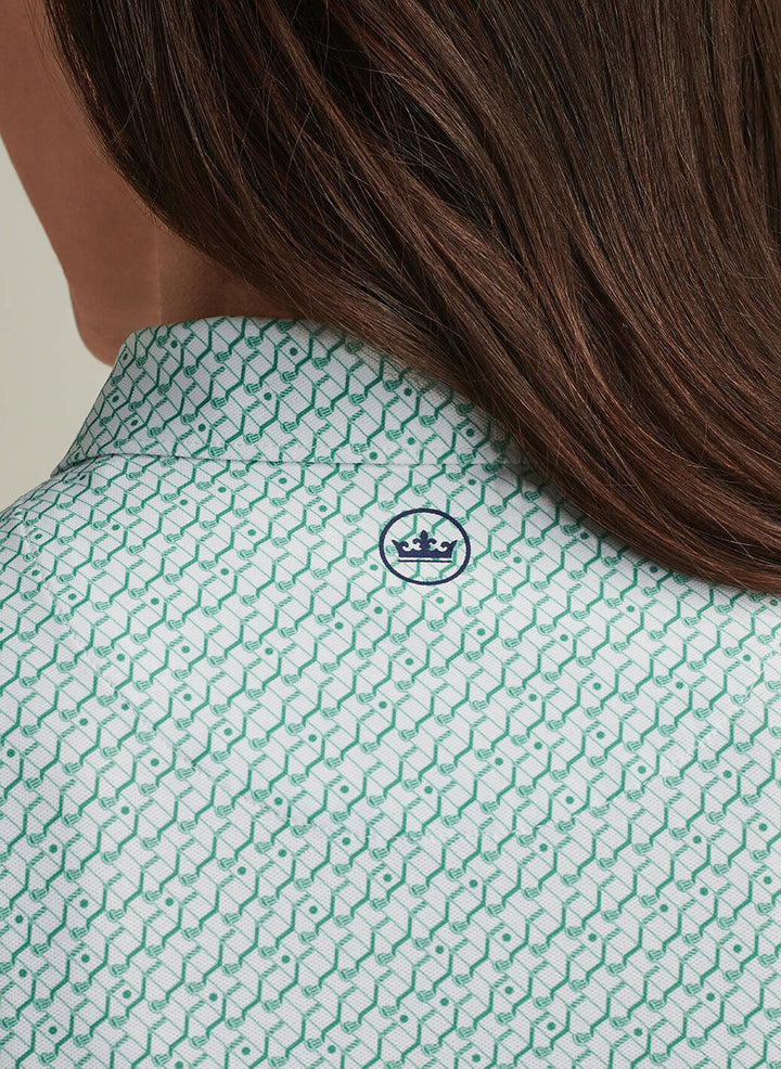 Peter Millar Womens House of Clubs Banded Sport Mesh Sleeveless Button Polo - White