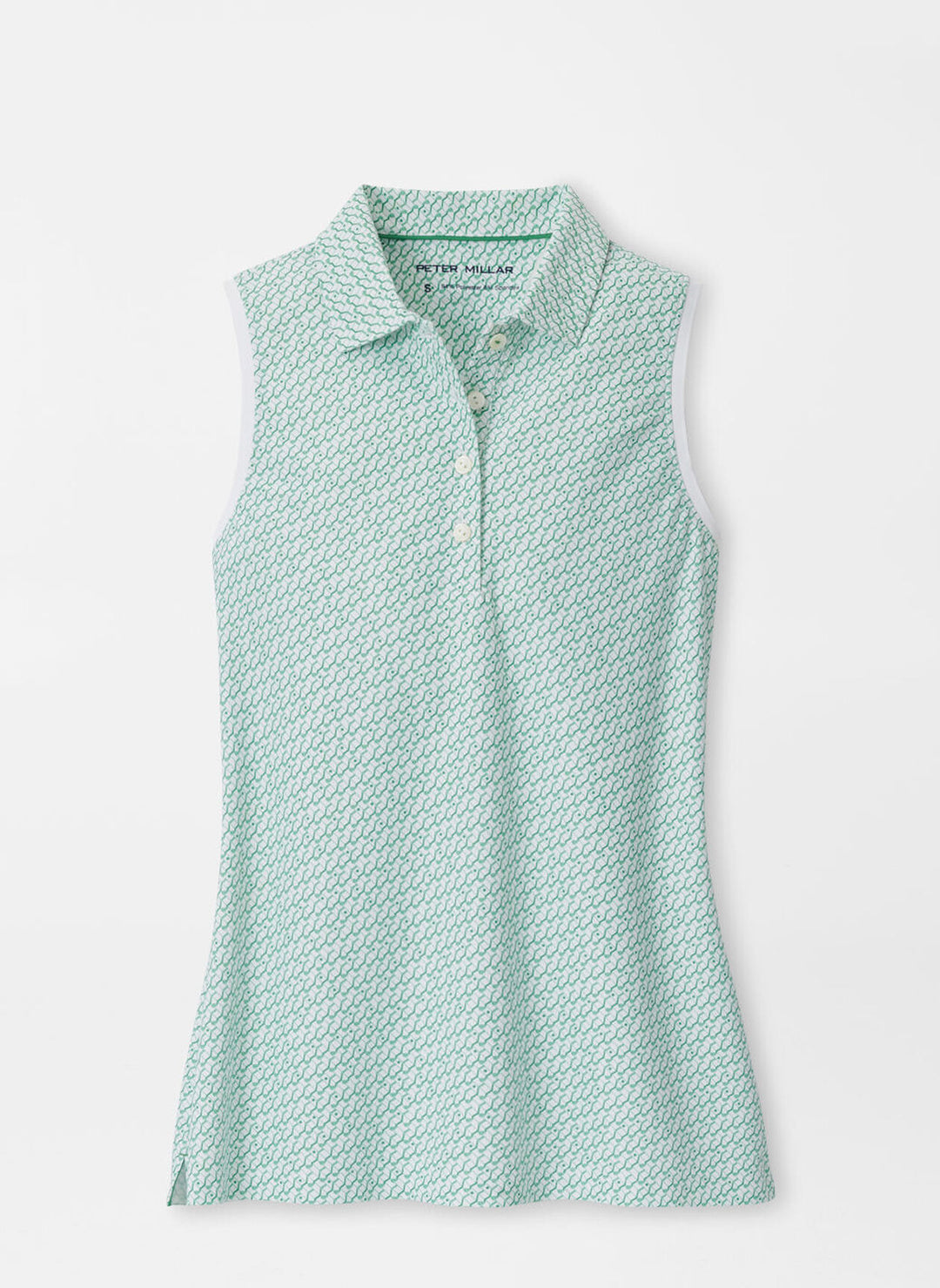 Peter Millar Womens House of Clubs Banded Sport Mesh Sleeveless Button Polo - White