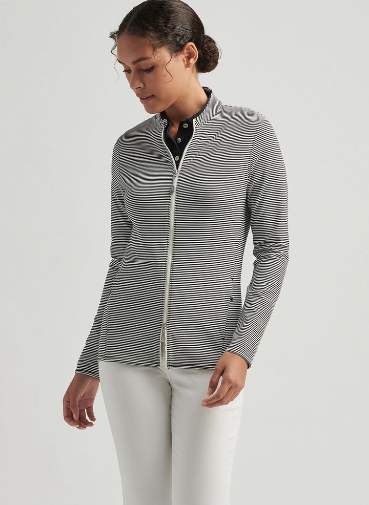 Peter Millar Womens Vista Stripe Katy Full Zip Layer - Black Ivory