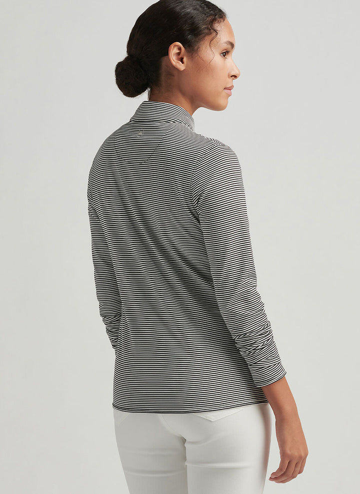 Peter Millar Womens Vista Stripe Katy Full Zip Layer - Black Ivory