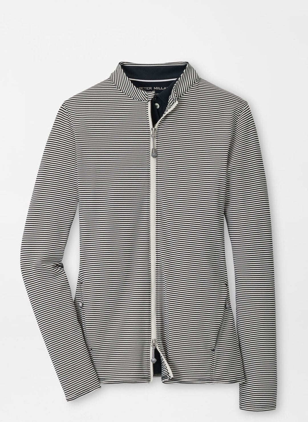 Peter Millar Womens Vista Stripe Katy Full Zip Layer - Black Ivory