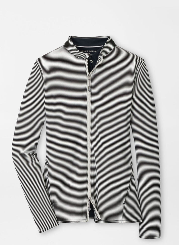 Peter Millar Womens Vista Stripe Katy Full Zip Layer - Black Ivory