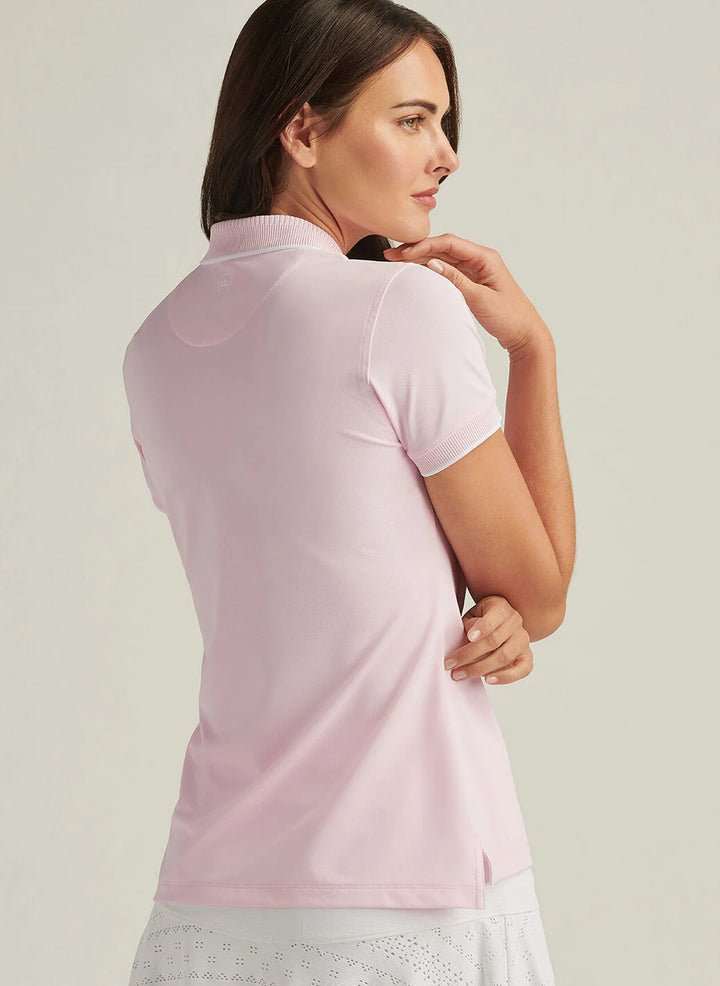 Peter Millar Womens Whitworth Sport Mesh Short-Sleeve Polo - Pearl Pink White