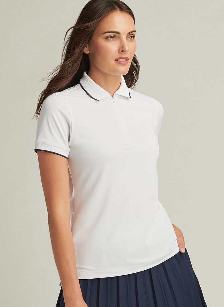 Peter Millar Womens Whitworth Sport Mesh Short-Sleeve Polo - White Navy