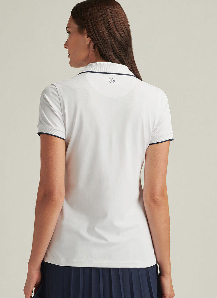 Peter Millar Womens Whitworth Sport Mesh Short-Sleeve Polo - White Navy