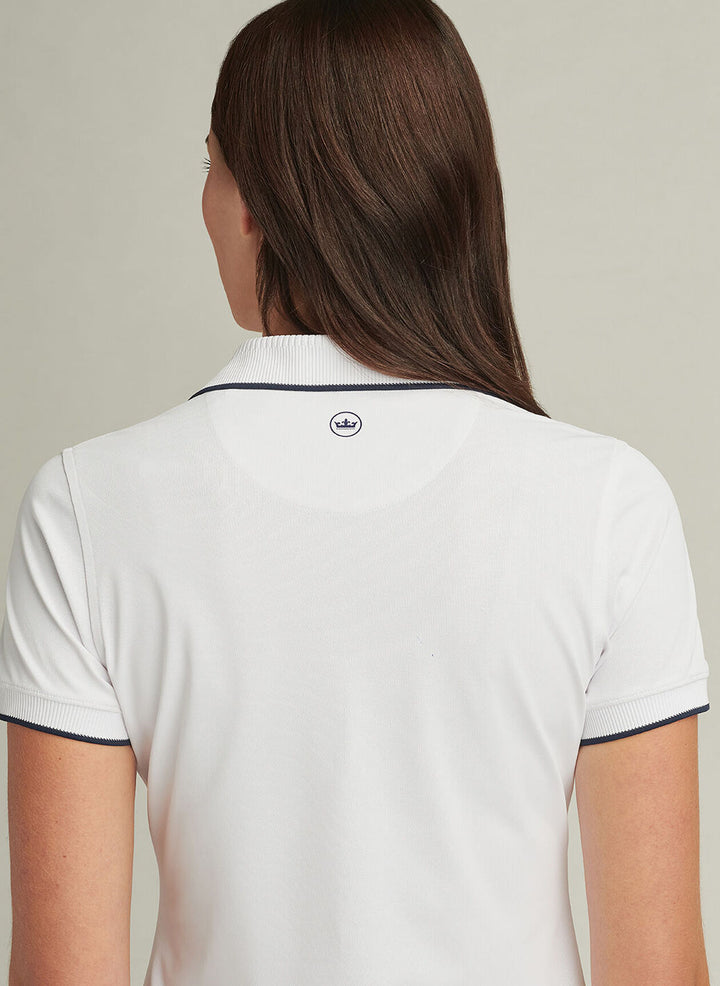 Peter Millar Womens Whitworth Sport Mesh Short-Sleeve Polo - White Navy