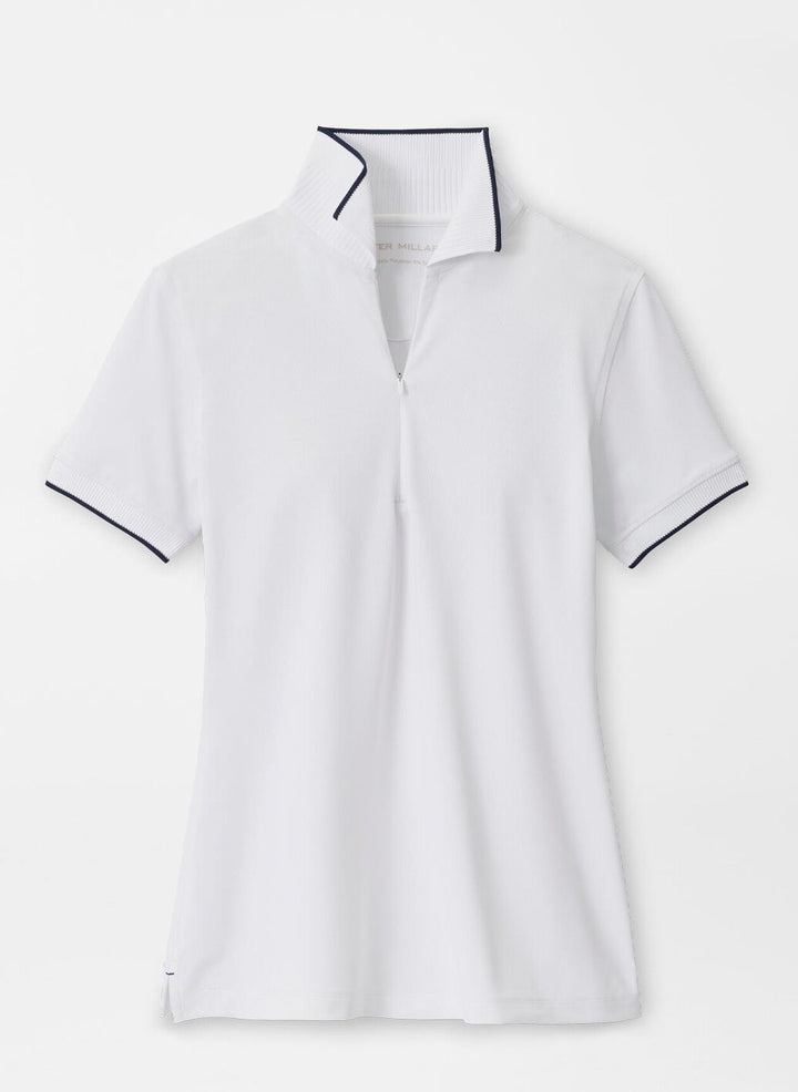 Peter Millar Womens Whitworth Sport Mesh Short-Sleeve Polo - White Navy