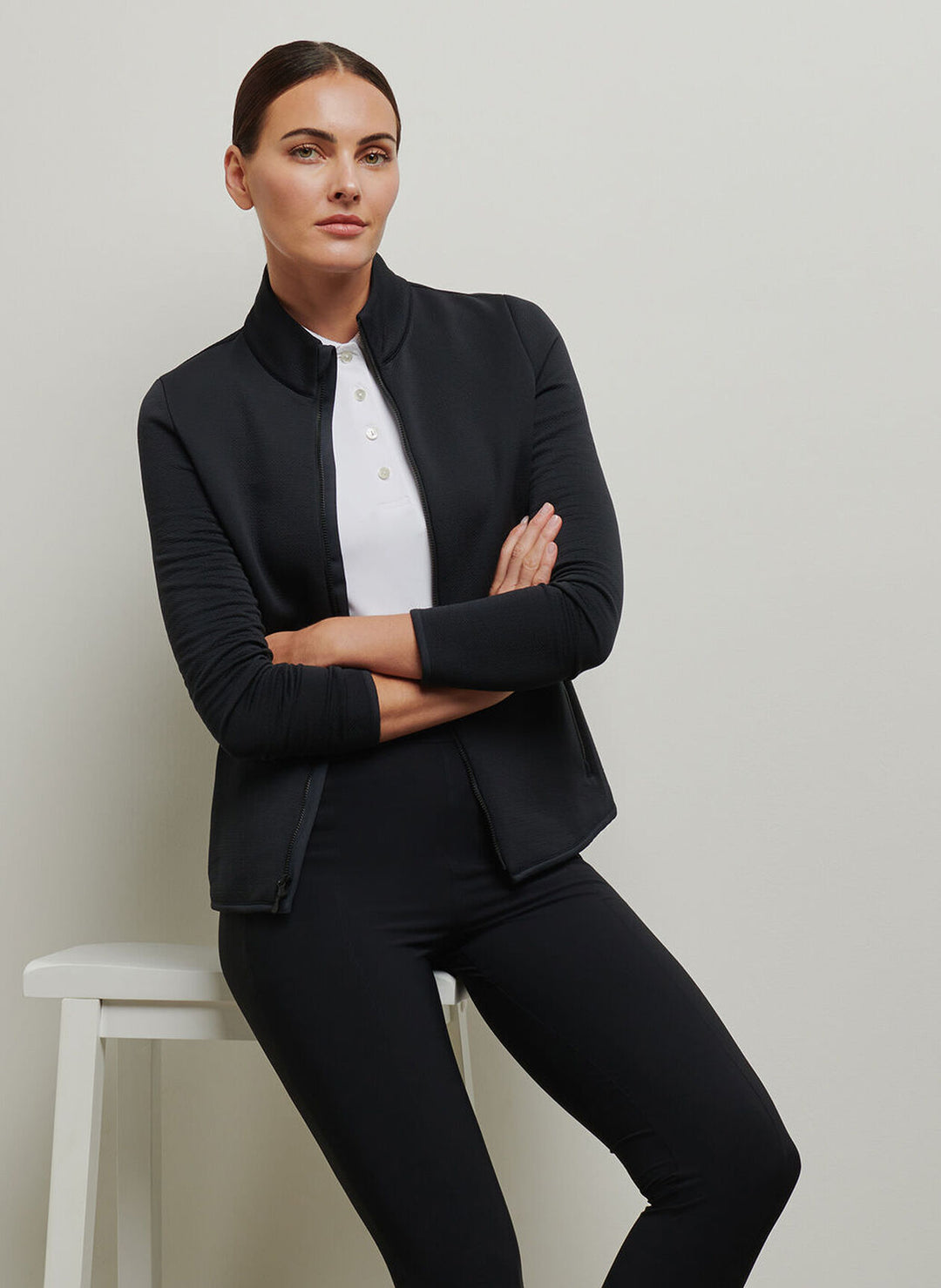 Peter Millar Womens Lumi-Knit Midweight Full-Zip - Black