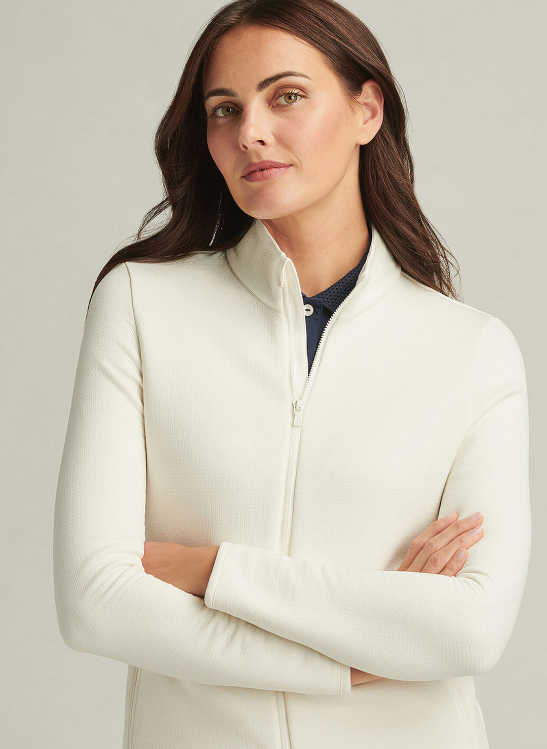 Peter Millar Womens Lumi-Knit Midweight Full-Zip - Ivory