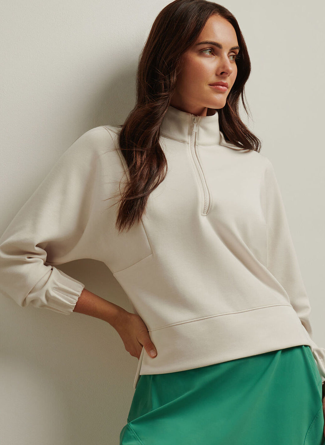 Peter Millar Womens Flora Knit Mélange Half-Zip Pullover - Stone