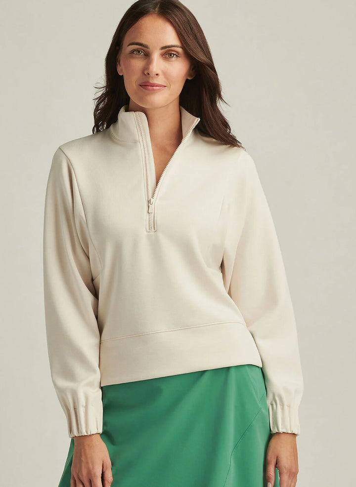 Peter Millar Womens Flora Knit Mélange Half-Zip Pullover - Stone