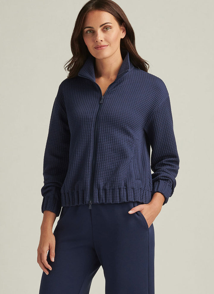 Peter Millar Womens Flora Knit Jacquard Full-Zip Layer - Navy