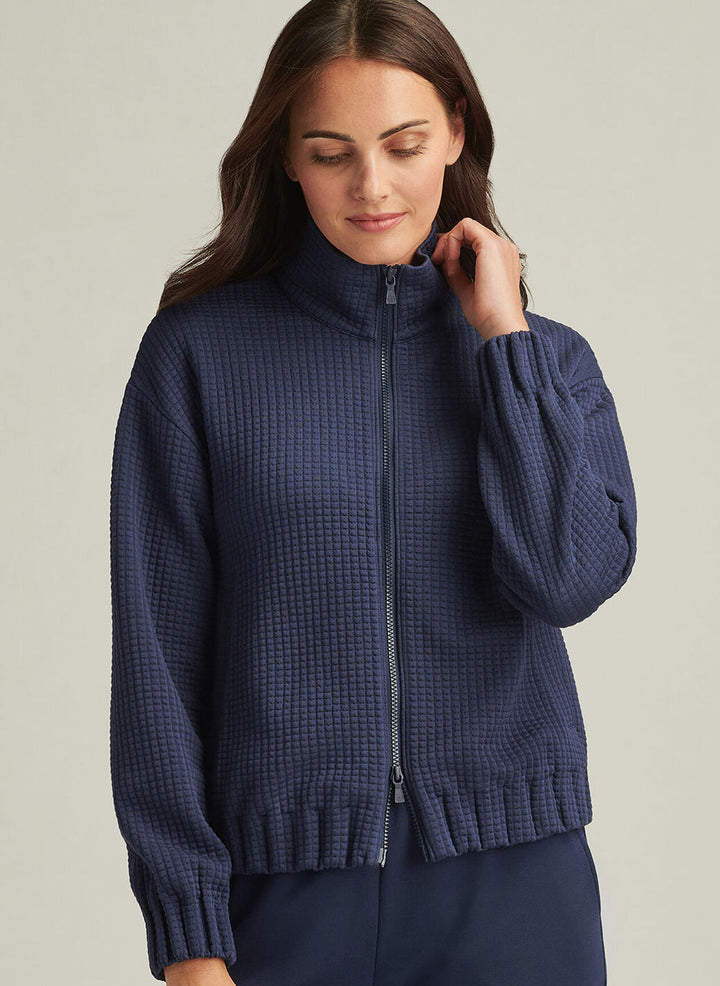 Peter Millar Womens Flora Knit Jacquard Full-Zip Layer - Navy