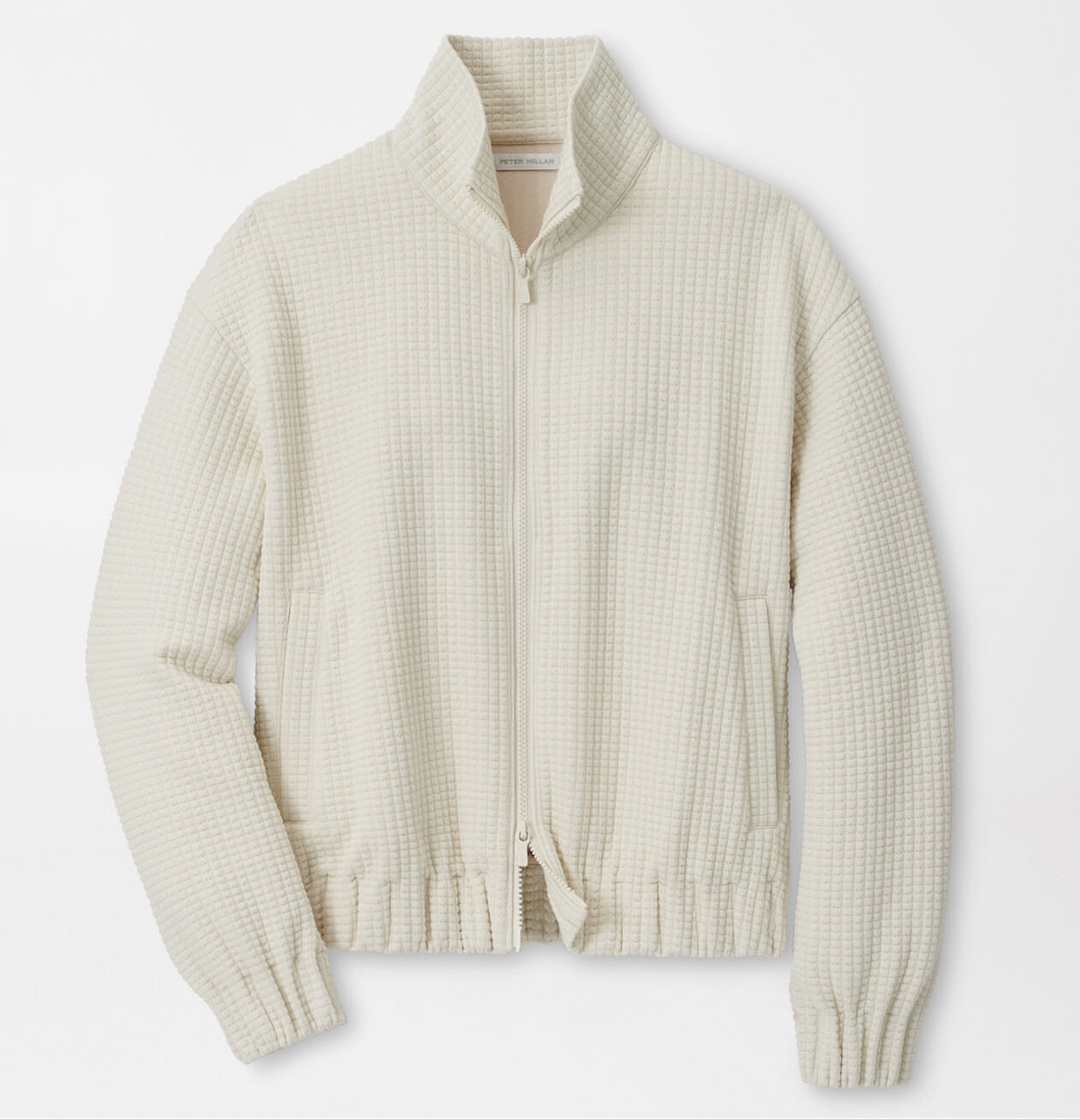 Peter Millar Women's Flora Knit Jacquard Full-Zip Layer - STONE