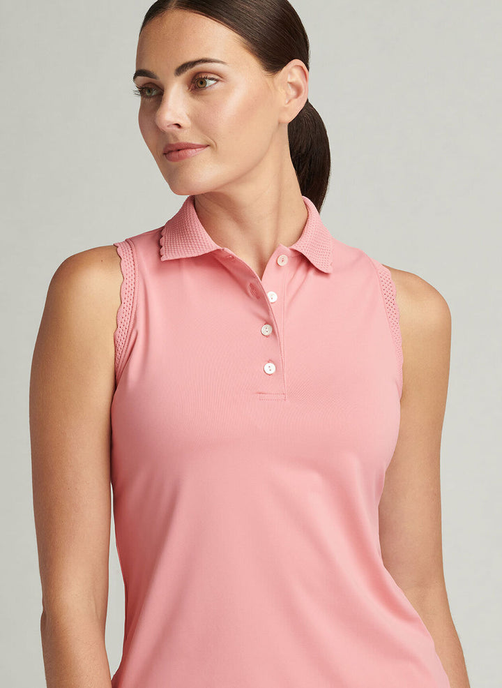 Peter Millar Womens Opal Sleeveless Stretch Jersey Polo - Coral Reef
