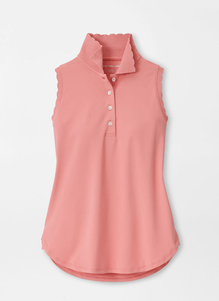 Peter Millar Womens Opal Sleeveless Stretch Jersey Polo - Coral Reef