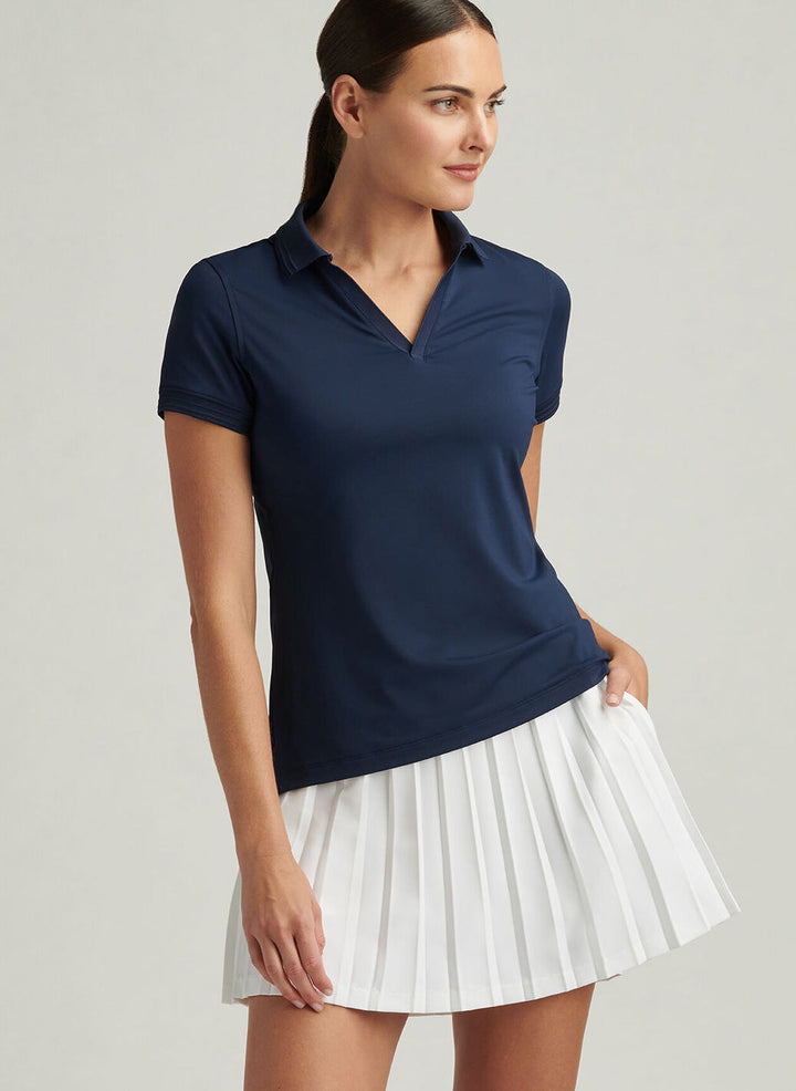 Peter Millar Womens Betty Short-Sleeve Drop V Polo - Navy