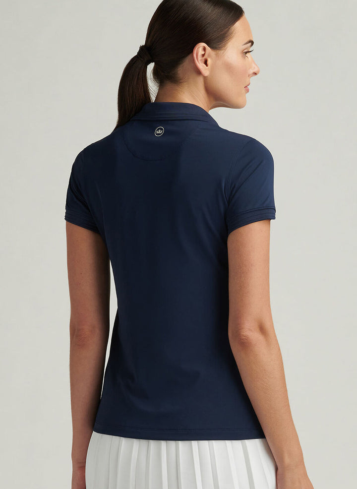 Peter Millar Womens Betty Short-Sleeve Drop V Polo - Navy