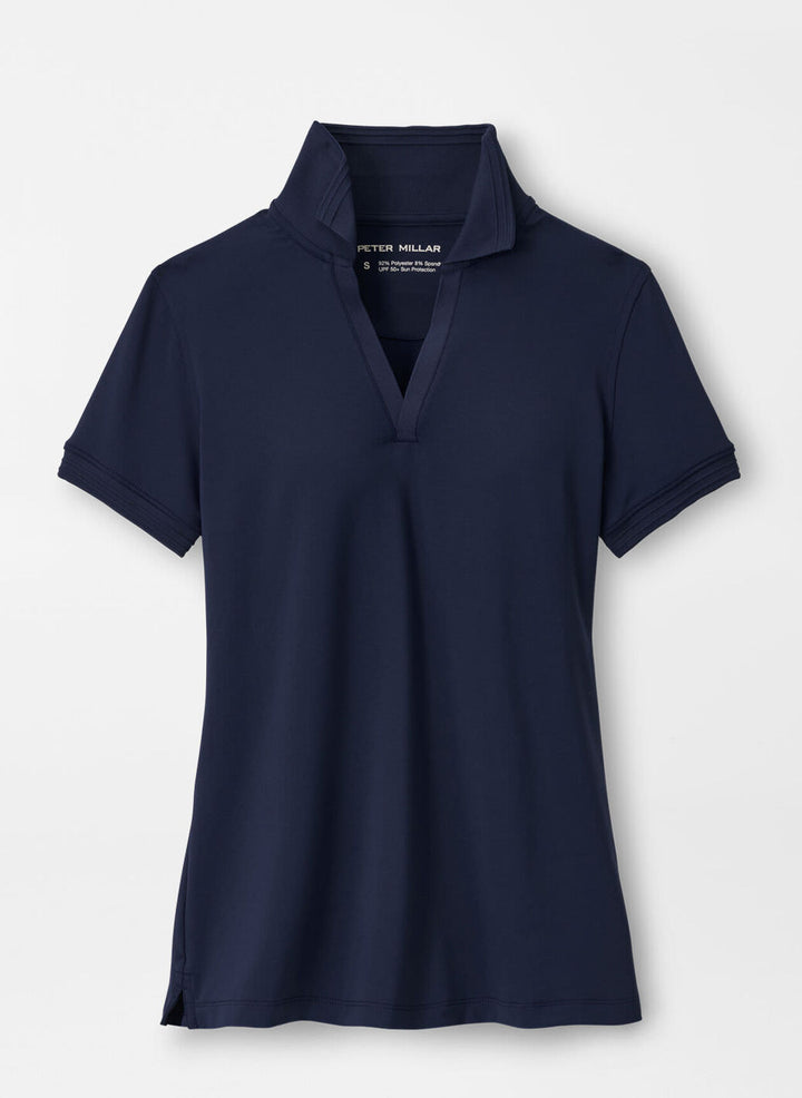 Peter Millar Womens Betty Short-Sleeve Drop V Polo - Navy