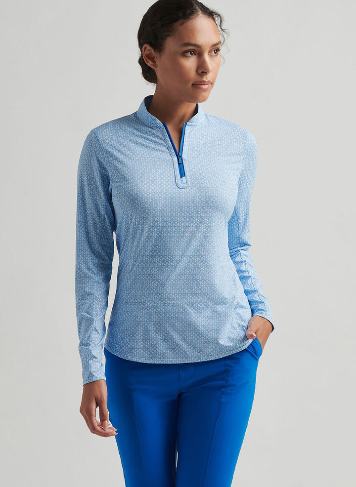 Peter Millar Womens Mar-Tee-Ni Break Lightweight Zip Sun Shirt - Sapphire