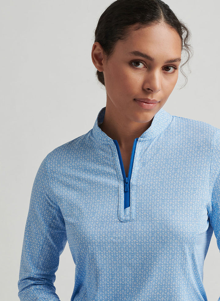 Peter Millar Womens Mar-Tee-Ni Break Lightweight Zip Sun Shirt - Sapphire