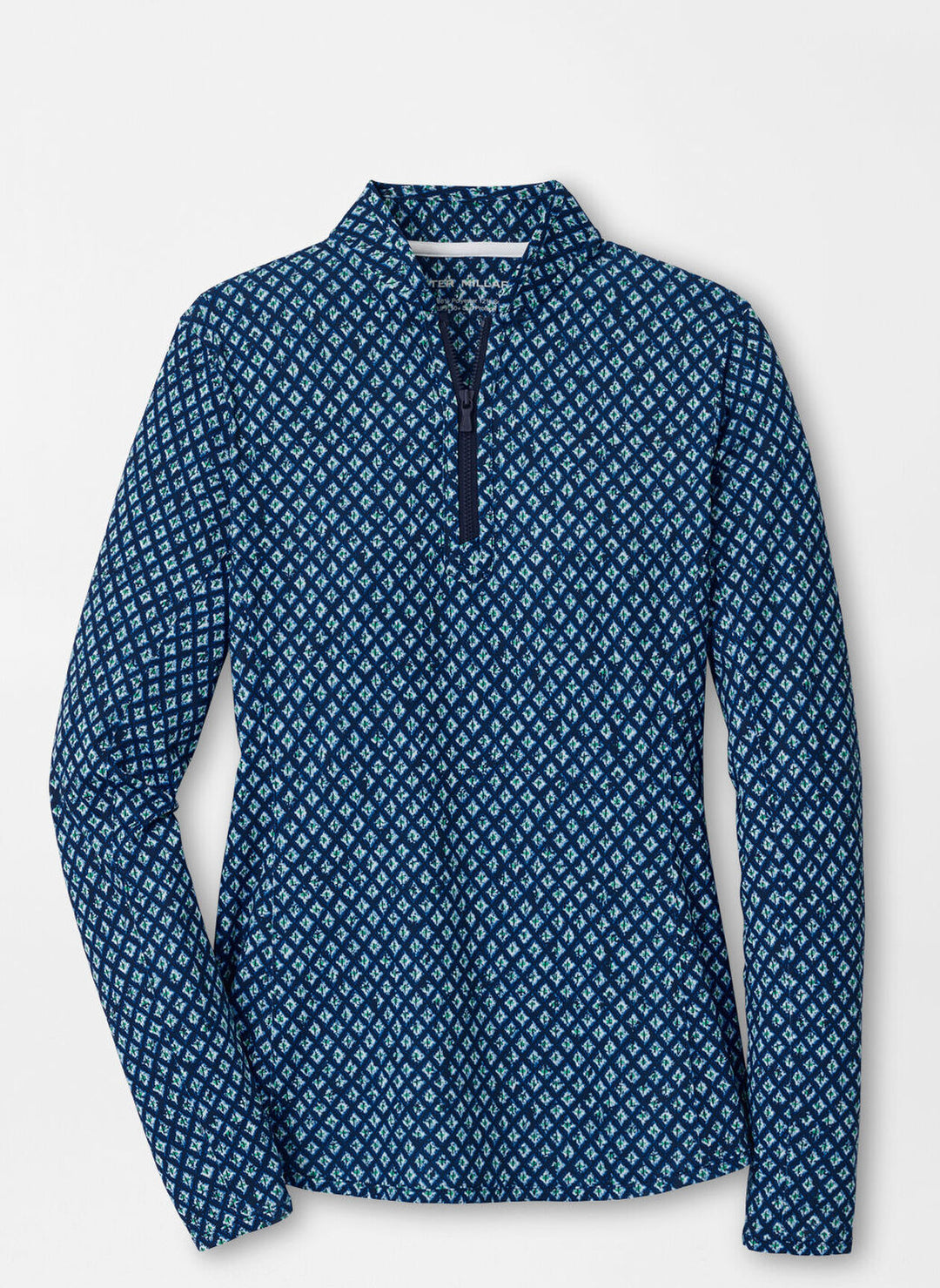 Peter Millar Womens Ocean Ikat Lightweight Zip Sun Shirt - Navy