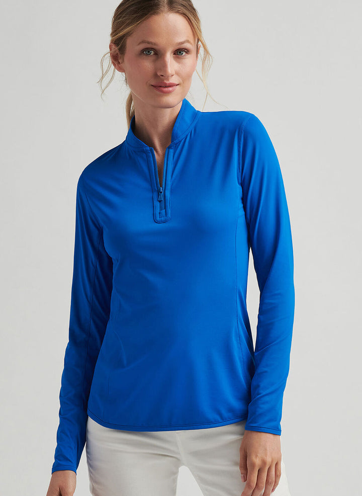 Peter Millar Womens Lightweight Zip Sun Shirt - Sapphire