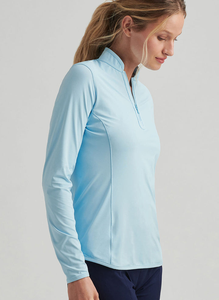 Peter Millar Womens Lightweight Zip Sun Shirt - Skylight