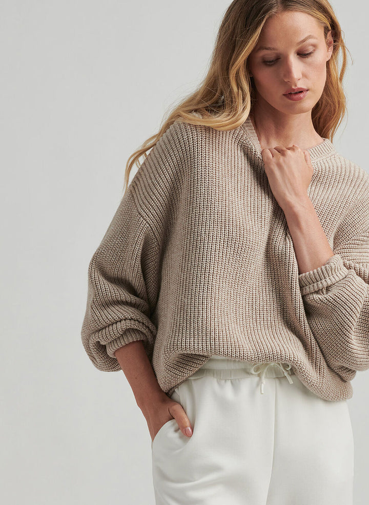 Peter Millar Womens Oversized Crewneck Sweater - Biscotti