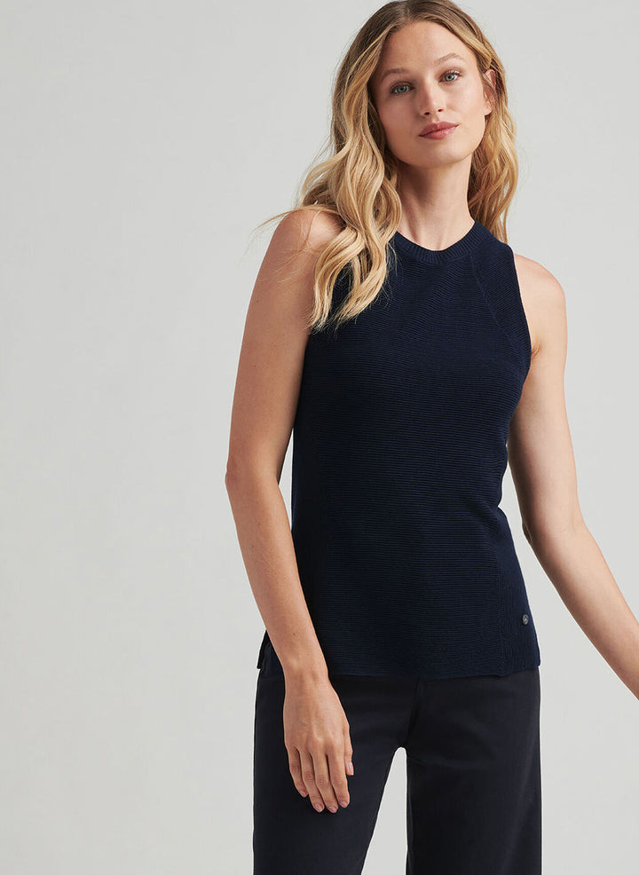 Peter Millar Womens Campbell Ottoman Rib Sleeveless Sweater - Navy