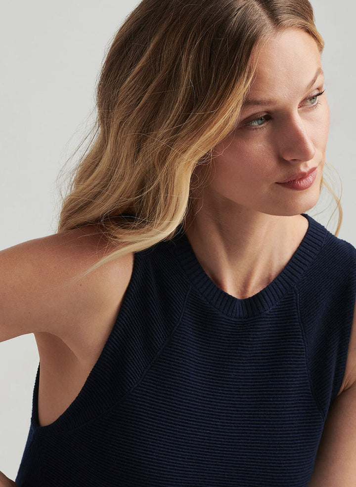 Peter Millar Womens Campbell Ottoman Rib Sleeveless Sweater - Navy