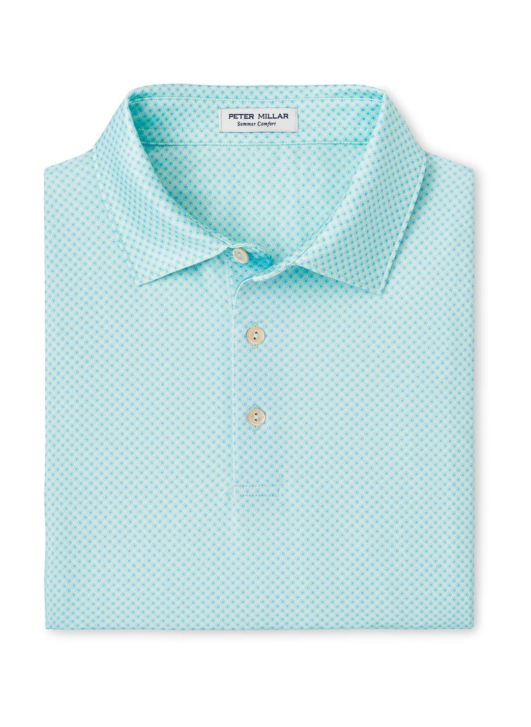 Peter Millar Mens Classic Fit Circle Geo Performance Jersey Polo - SEAGLASS