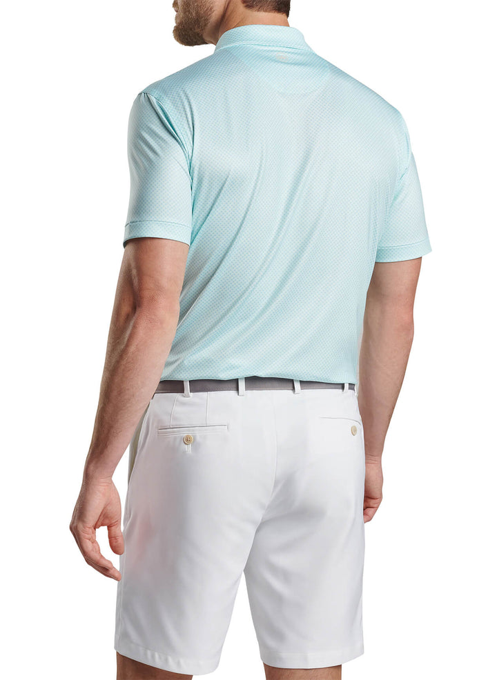 Peter Millar Mens Classic Fit Circle Geo Performance Jersey Polo - SEAGLASS