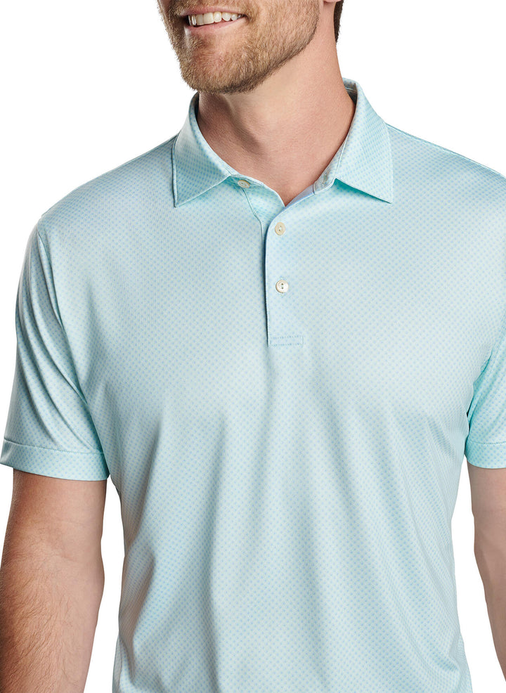 Peter Millar Mens Classic Fit Circle Geo Performance Jersey Polo - SEAGLASS