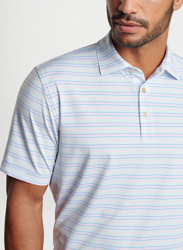 Peter Millar Mens Classic Fit Clifton Performance Jersey Polo - SEAGLASS