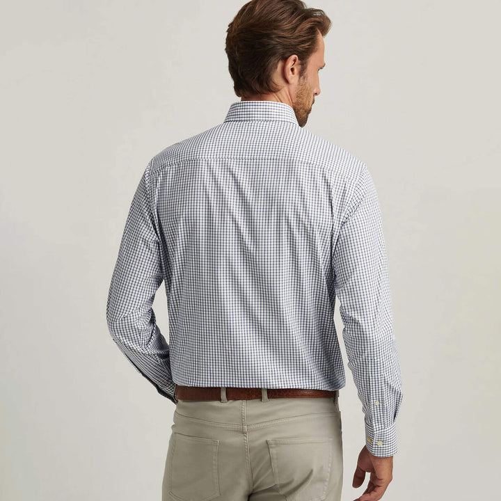 Peter Millar Mens Classic Fit Hanford Performance Twill Sport Shirt - CLASSIC NAVY