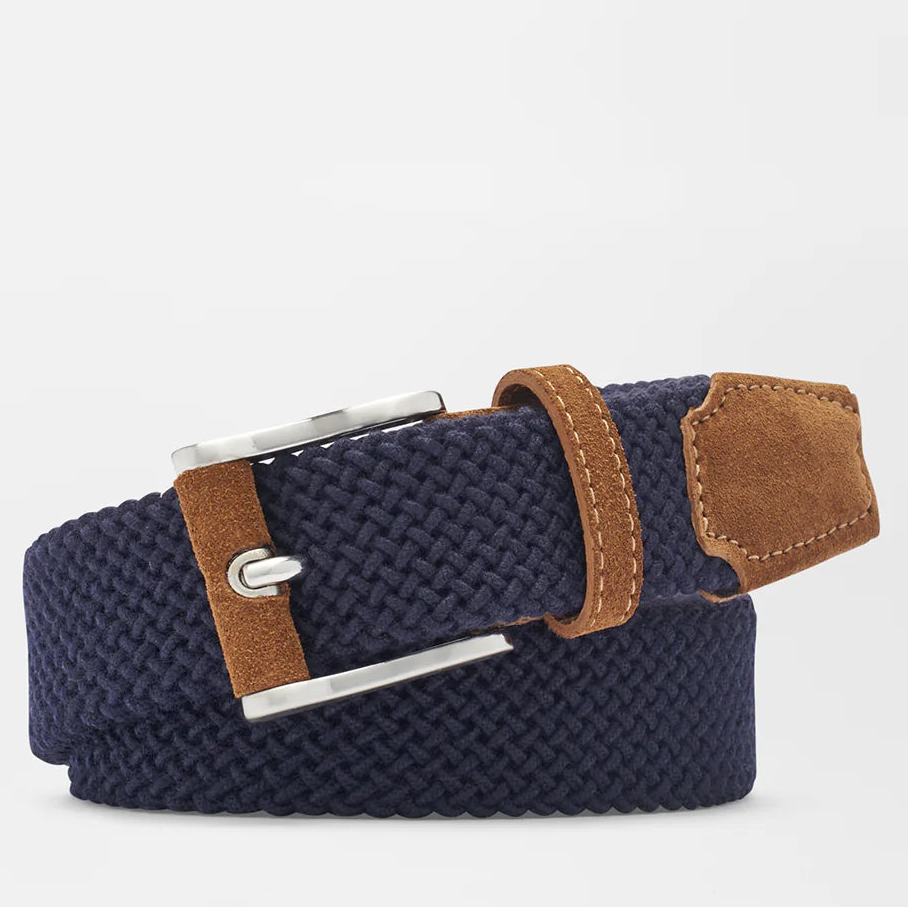 Peter Millar Mens Crafted Woven Belt - NAVY