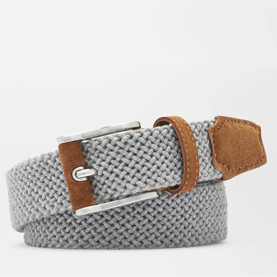 Peter Millar Mens Crafted Woven Belt - NICKEL